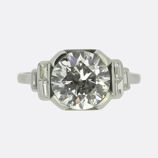 Art Deco 2.37 Carat Diamond Engagement Ring