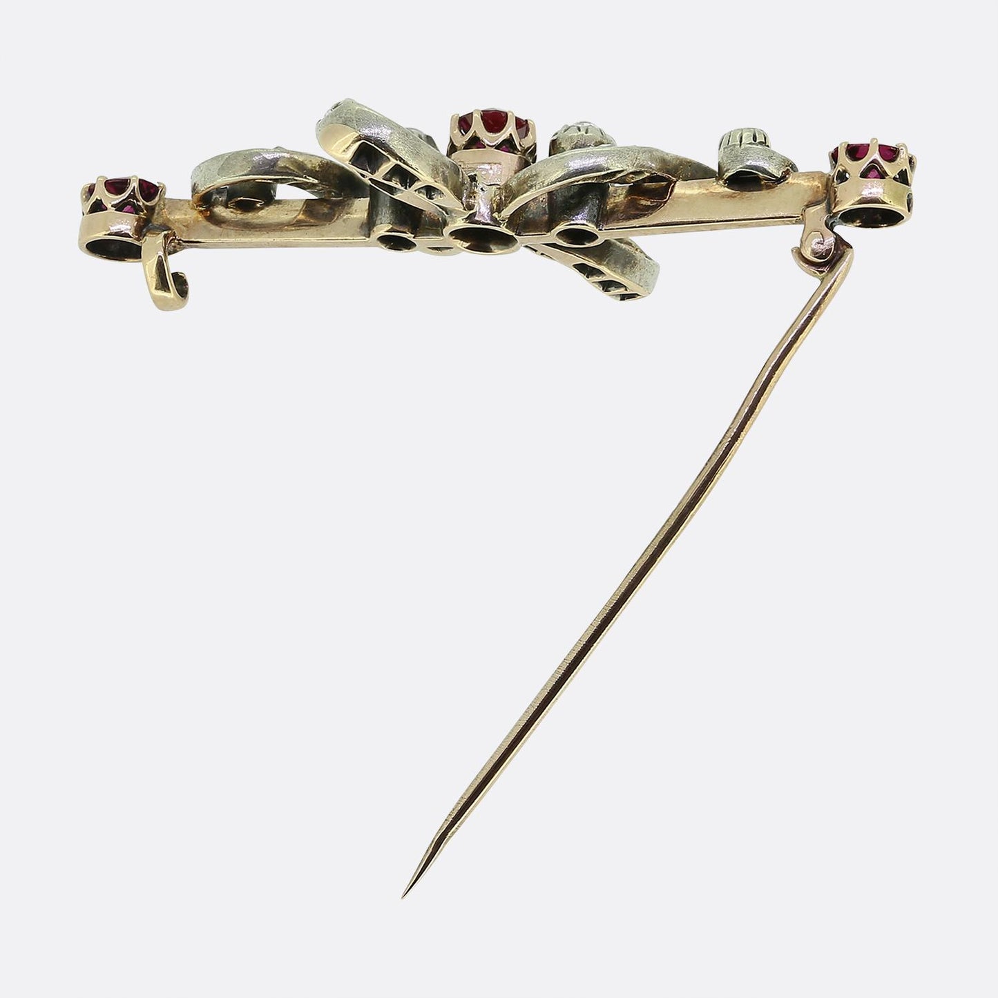 Victorian Ruby and Diamond Bar Brooch