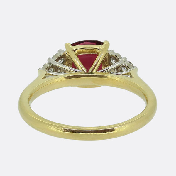 Vintage Spinel and Diamond Ring