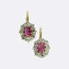 Antique Ruby and Diamond Drop Earrings
