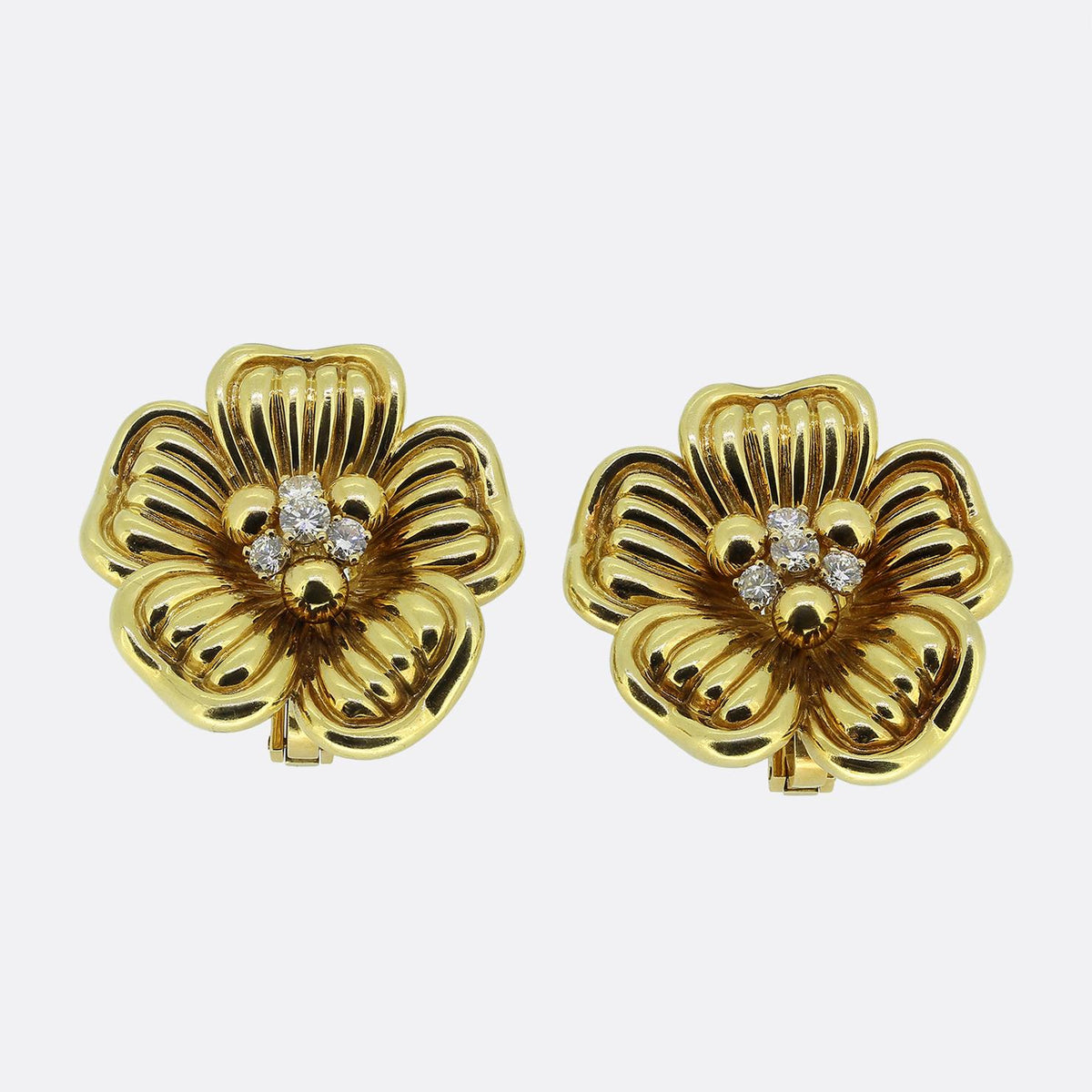 Vintage Diamond Floral Earrings