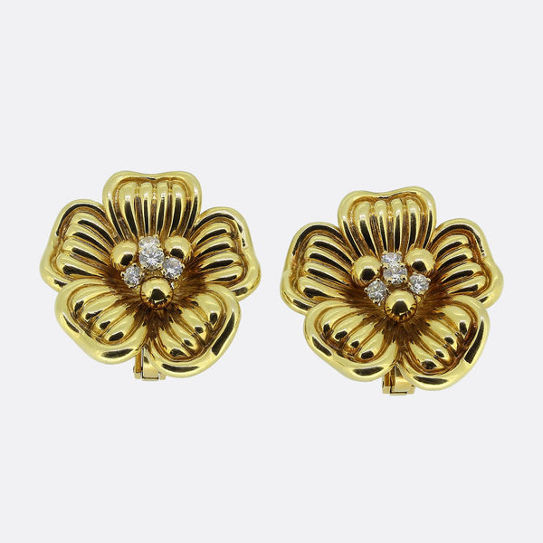 Vintage Diamond Floral Earrings