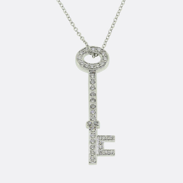 Tiffany & Co. Diamond Key Pendant Necklace