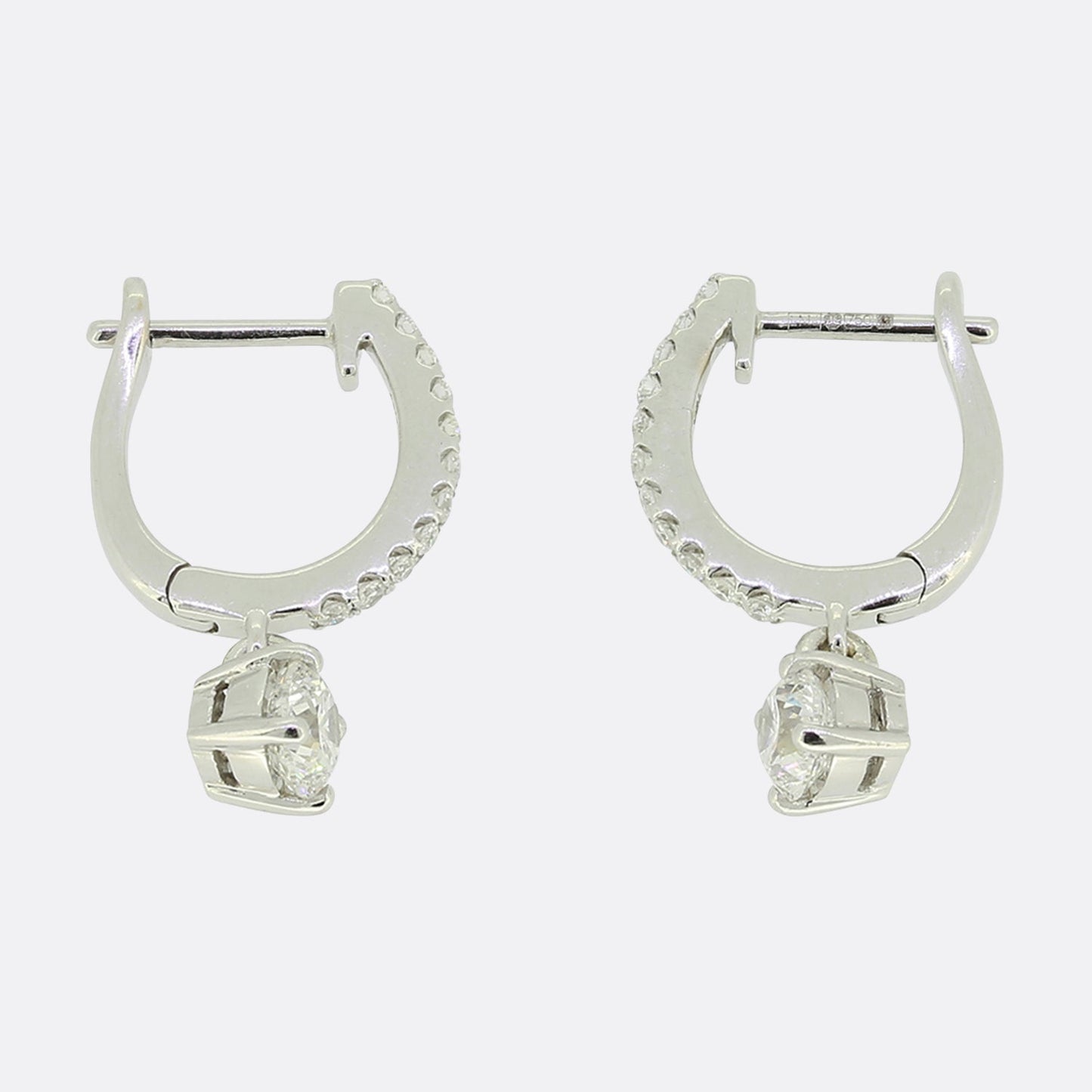 0.80 Carat Brilliant Cut Diamond Hoop and Drop Earrings