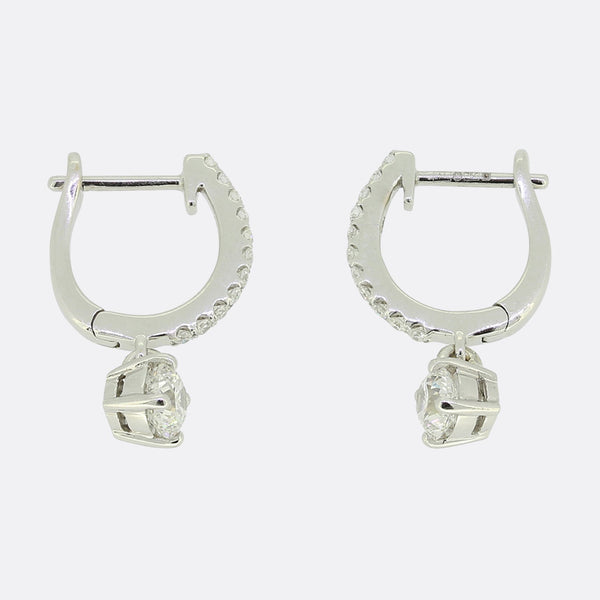 0.80 Carat Brilliant Cut Diamond Hoop and Drop Earrings