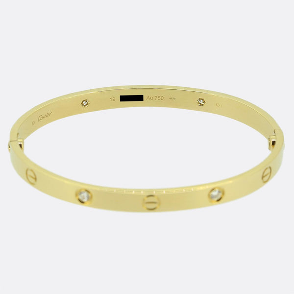 Cartier Four Diamond Classic Model LOVE Bangle Size 19