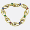 Victorian Multi Cabochon Gemstone and Diamond Snake Bracelet