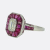 Art Deco Style 0.45 Carat Emerald Cut Diamond and Ruby Ring