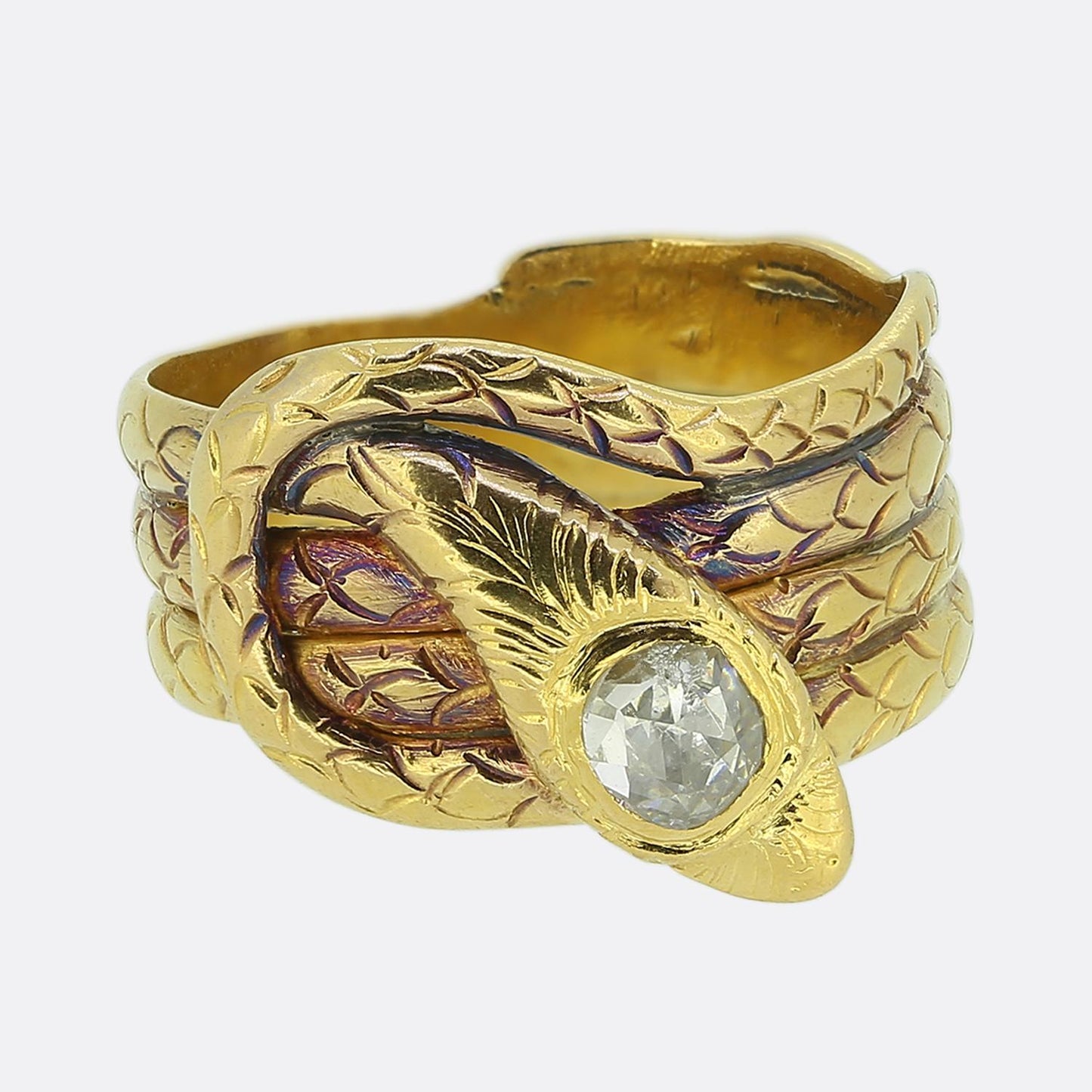 Victorian Rose Cut Diamond Snake Ring