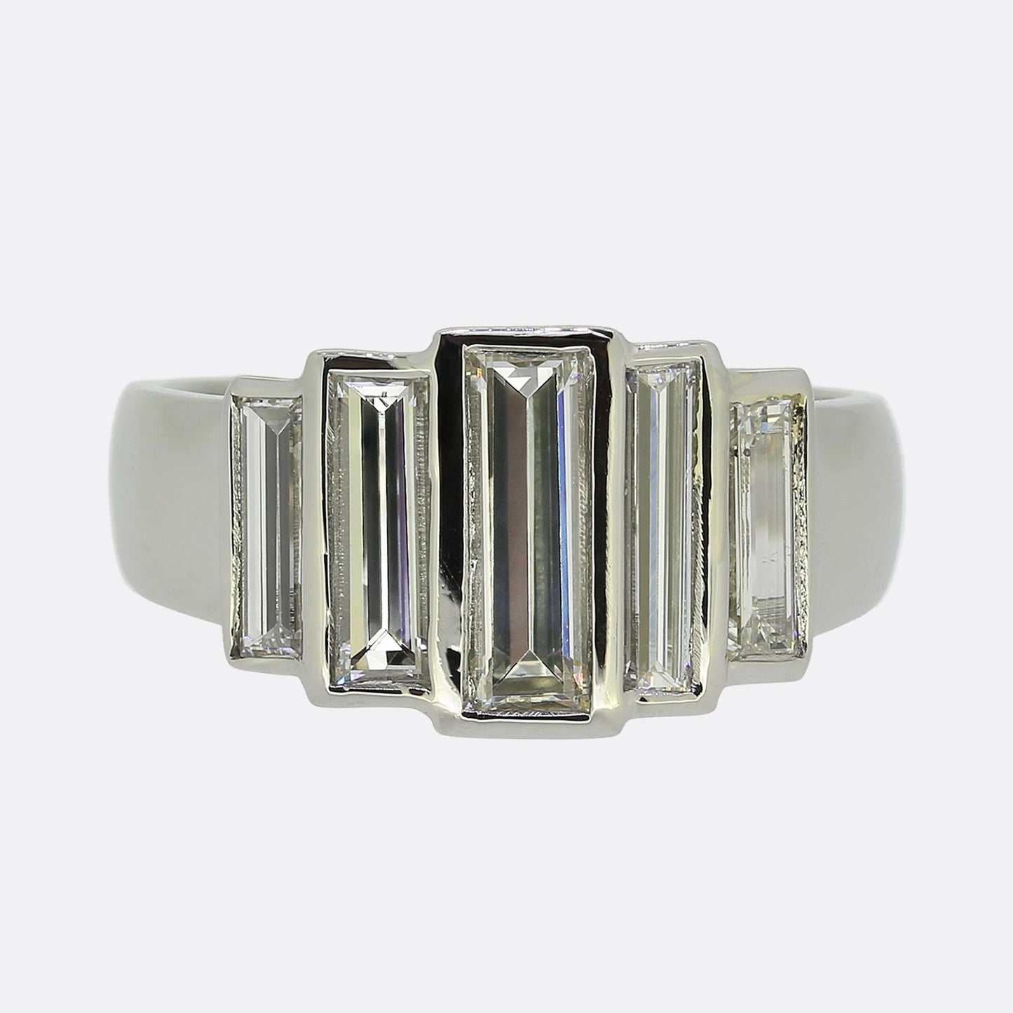 Baguette-Cut Diamond Five-Stone Ring