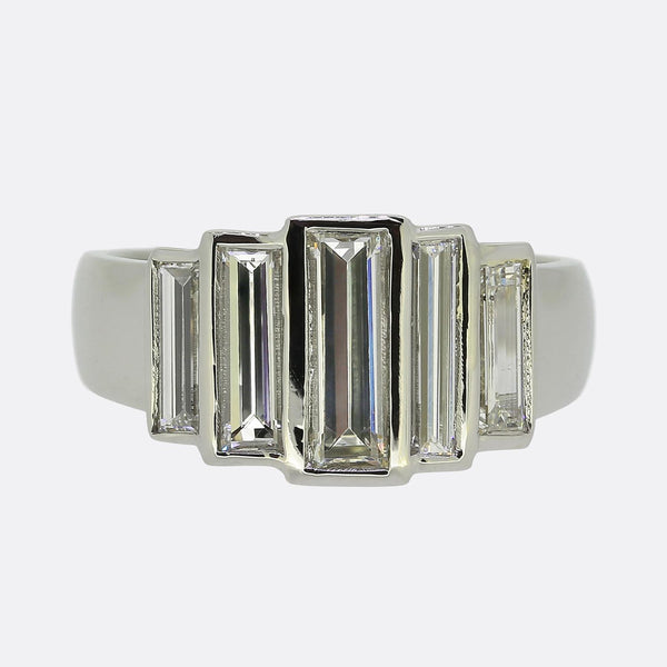 Baguette-Cut Diamond Five-Stone Ring