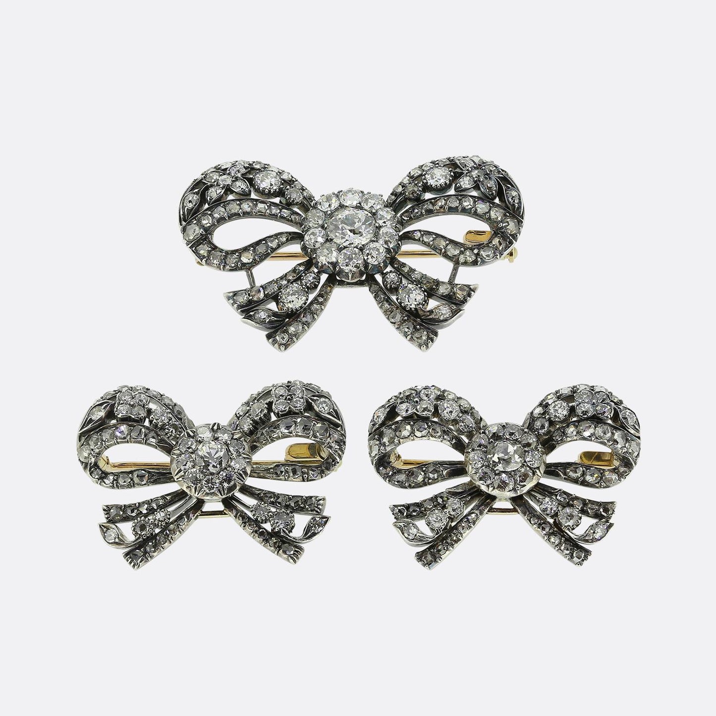 Aucoc Antique Diamond Bow Brooch Set