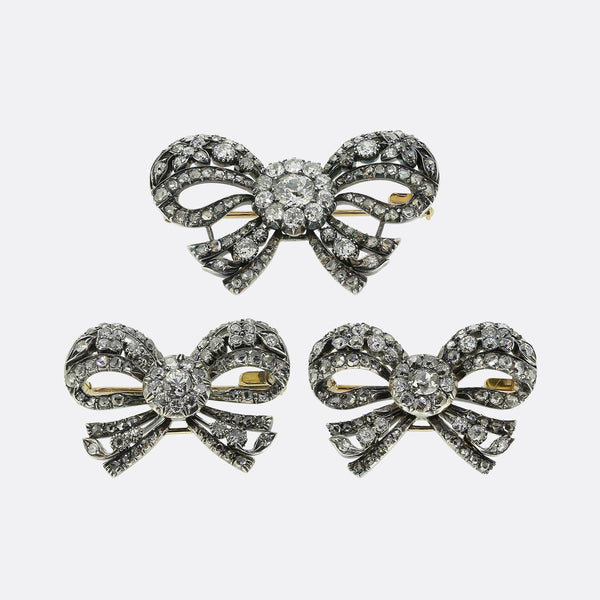 Aucoc Antique Diamond Bow Brooch Set
