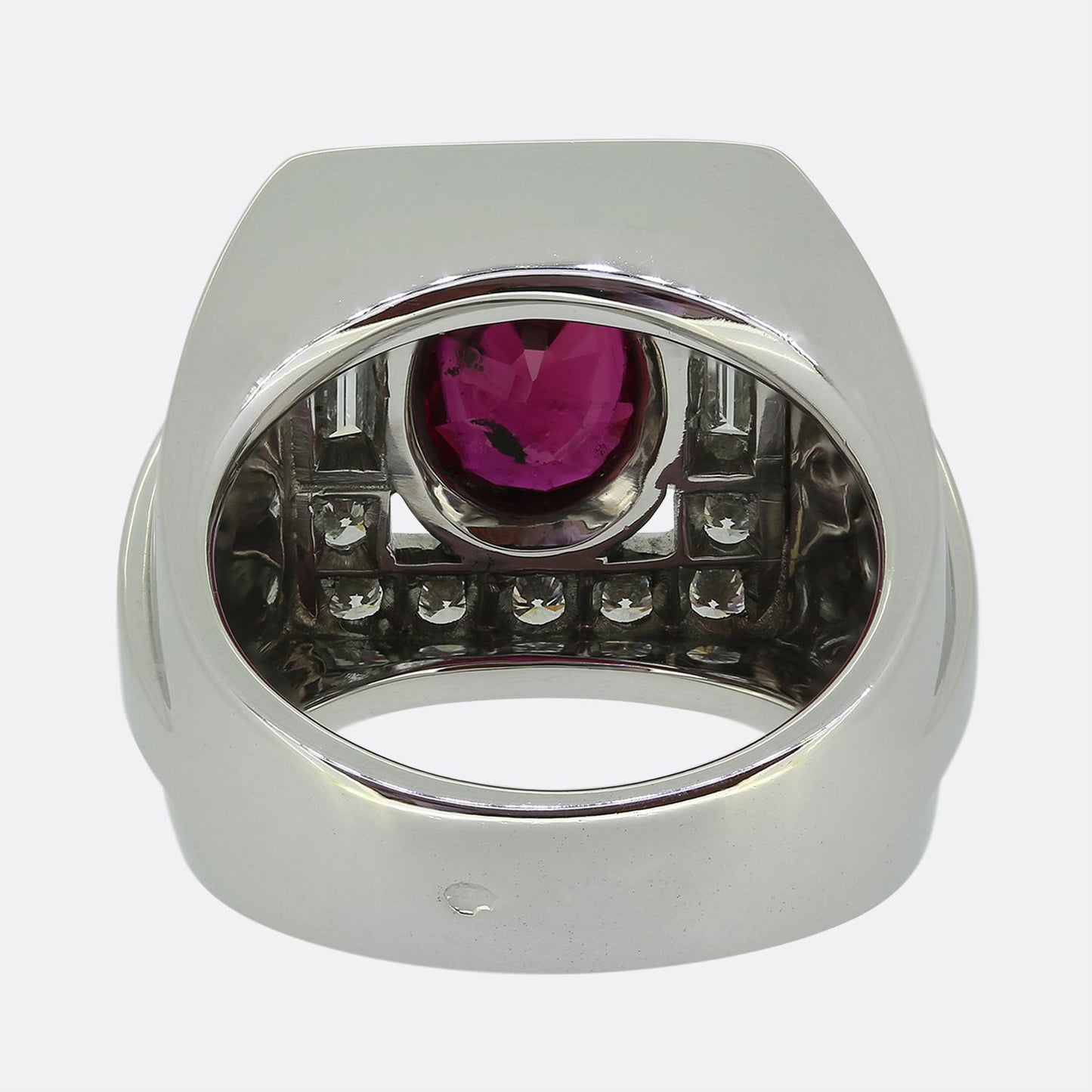 Vintage French Ruby and Diamond Tank Ring