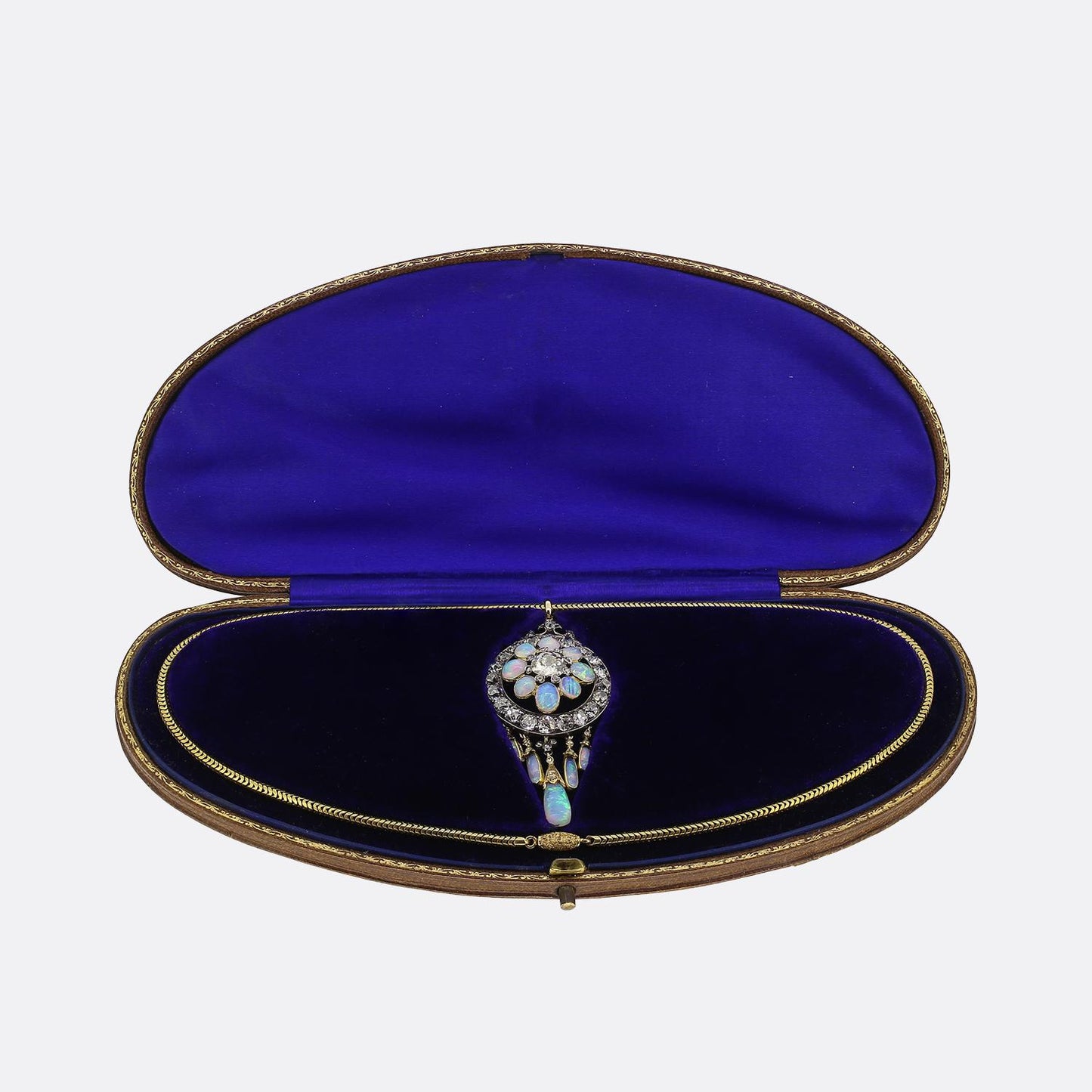 Victorian Opal and Diamond Drop Pendant Necklace