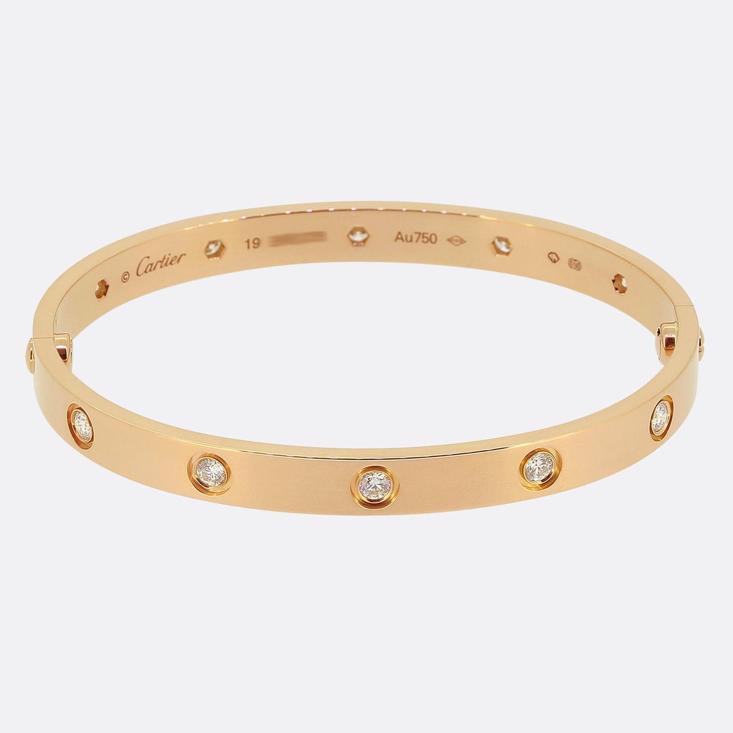Cartier Classic Model Ten Diamond LOVE Bangle Size 19