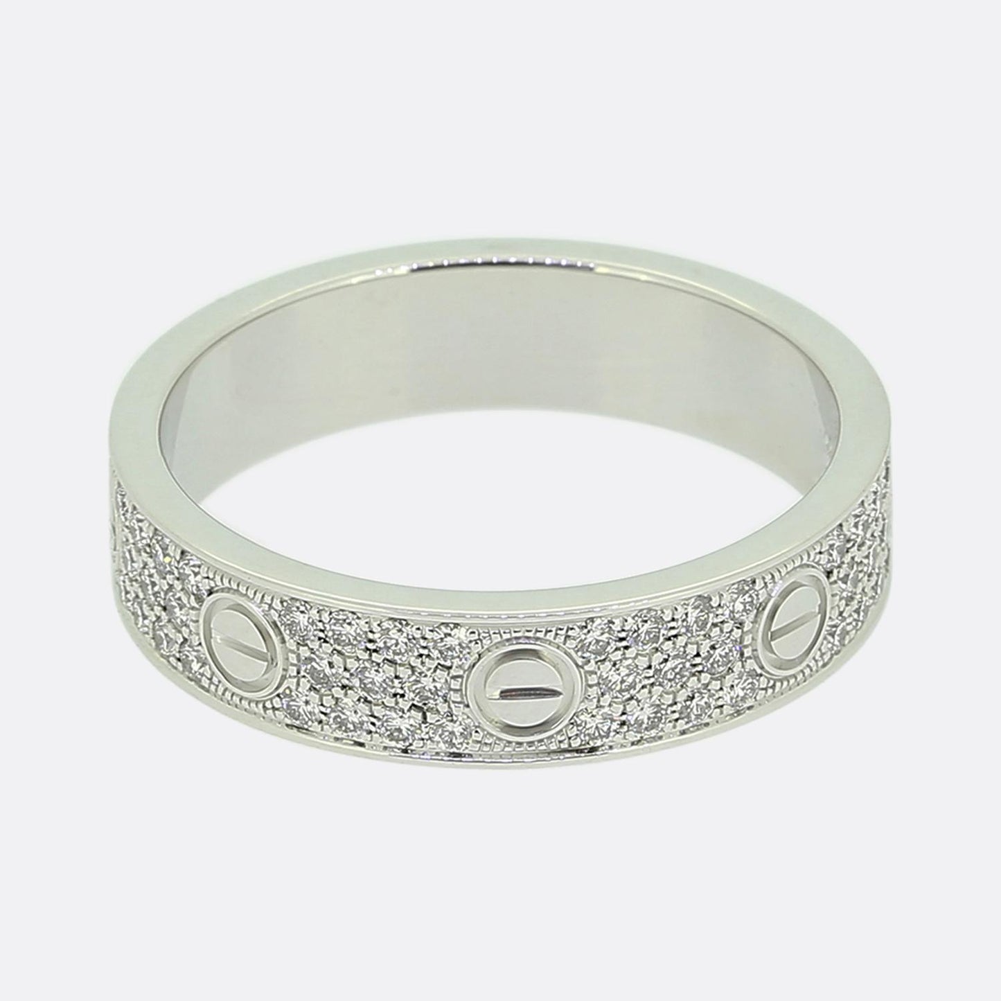 Cartier Paved Diamond Small LOVE Ring Size O (55)