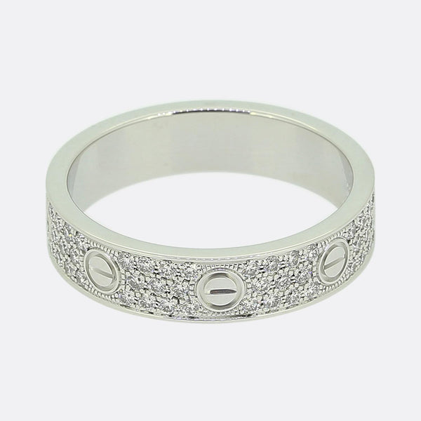 Cartier Paved Diamond Small LOVE Ring Size O (55)