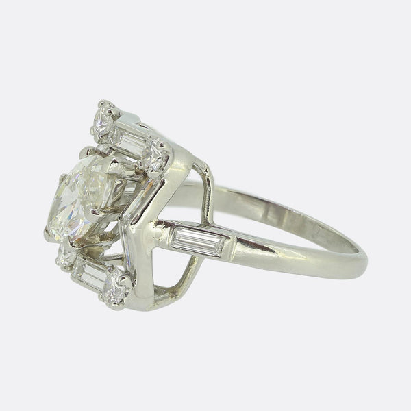 Vintage Monture Cartier Marquise Diamond Cluster Ring