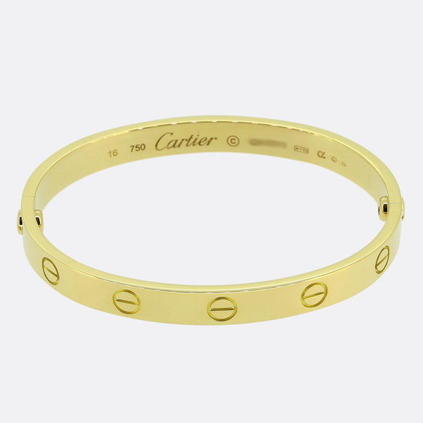 Cartier Classic Model Love Bangle Size 16