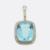 Edwardian 50.00 Carat Aquamarine and Diamond Drop Pendant