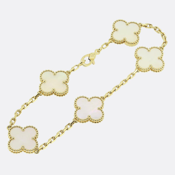 Van Cleef & Arpels Vintage Alhambra Five Motif Mother of Pearl Bracelet