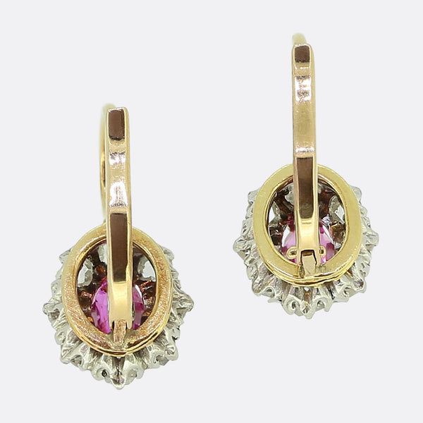 Antique Ruby and Diamond Drop Earrings