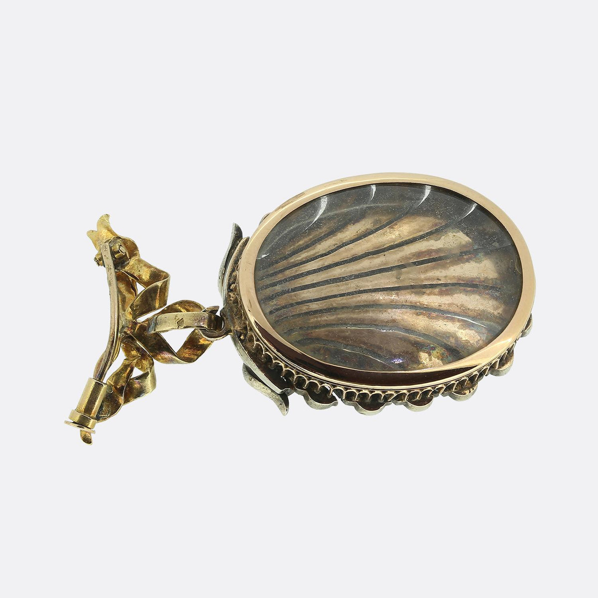Antique Pearl and Cherub Drop Locket Brooch