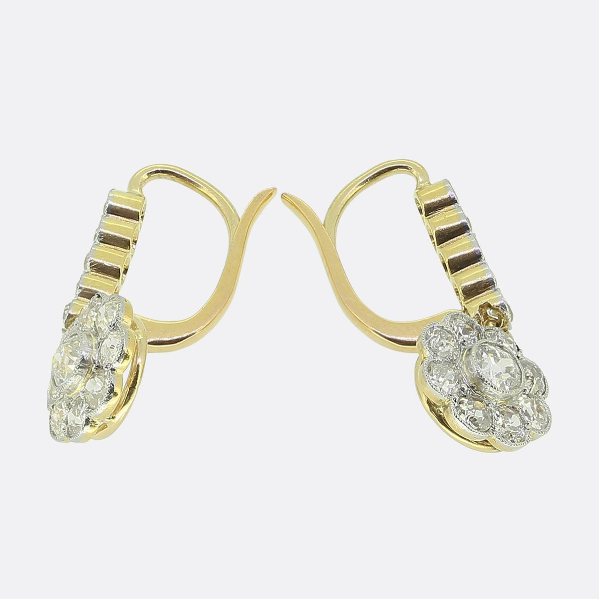 Edwardian Old Cut Diamond Drop Earrings