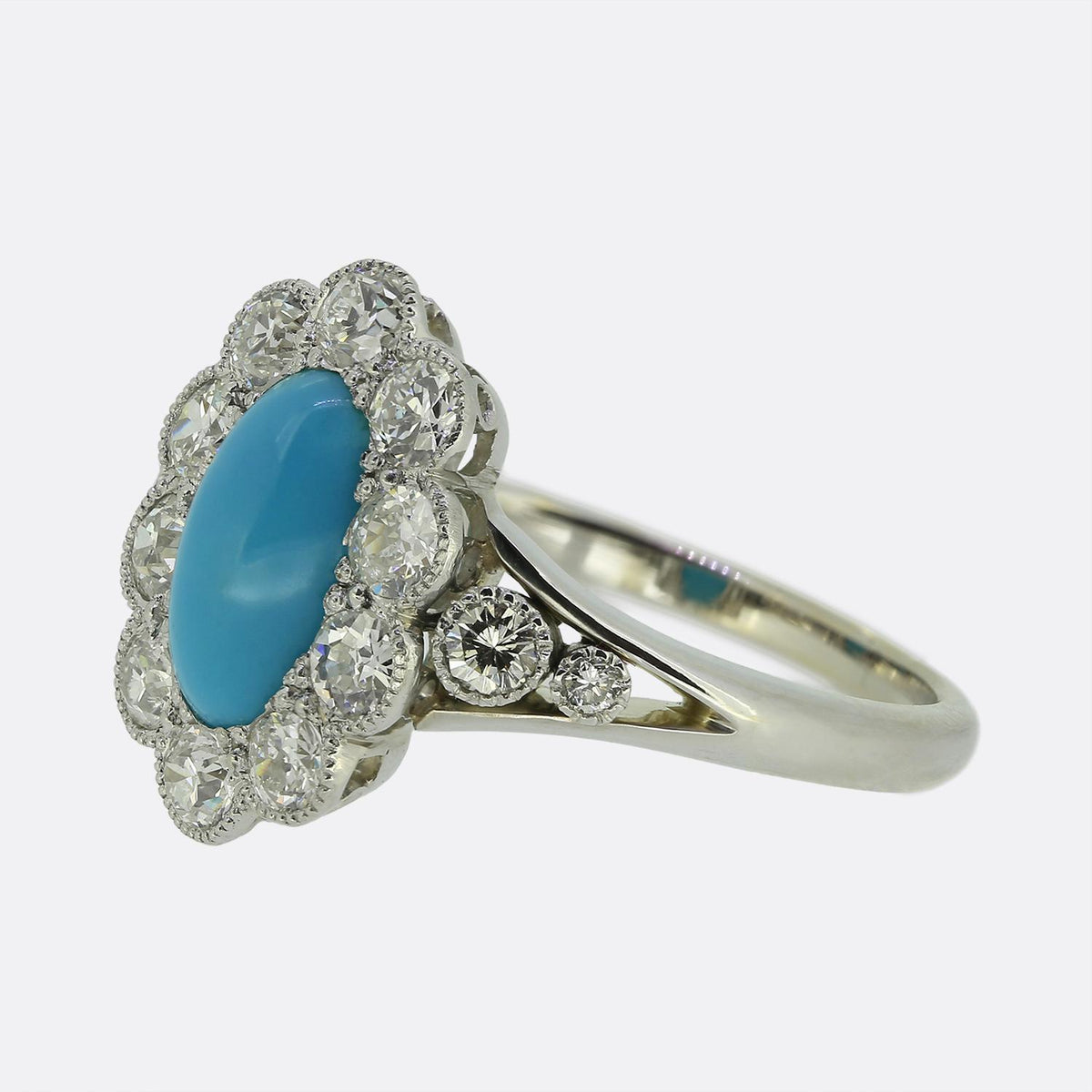 Art Deco Turquoise and Diamond Ring