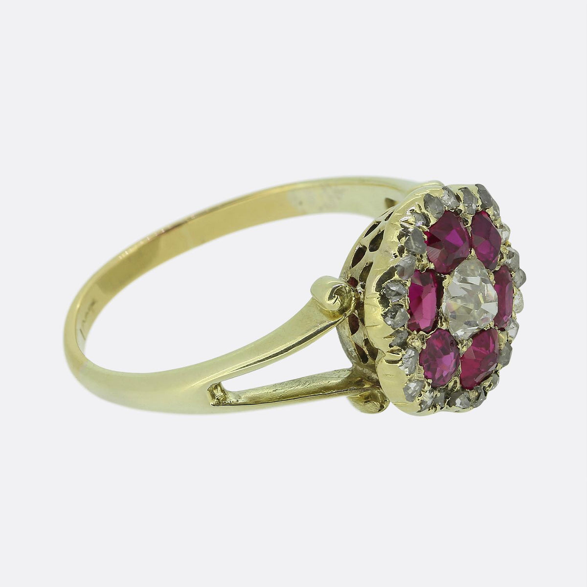 Antique Ruby and Diamond Cluster Ring