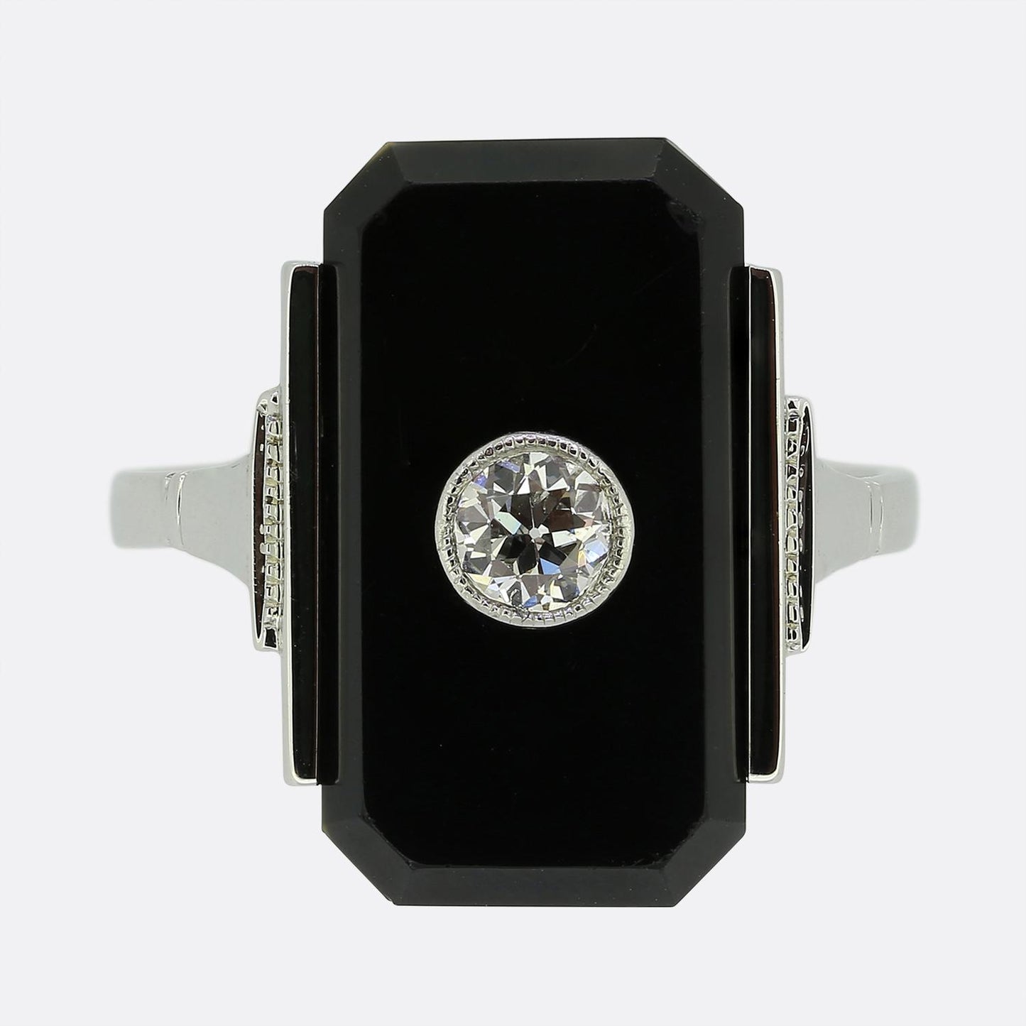 Art Deco Onyx and Diamond Ring