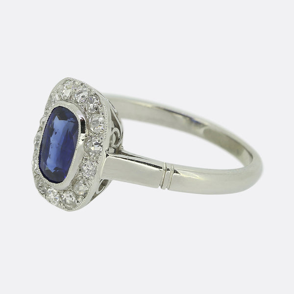 Vintage Sapphire and Diamond Cluster Ring