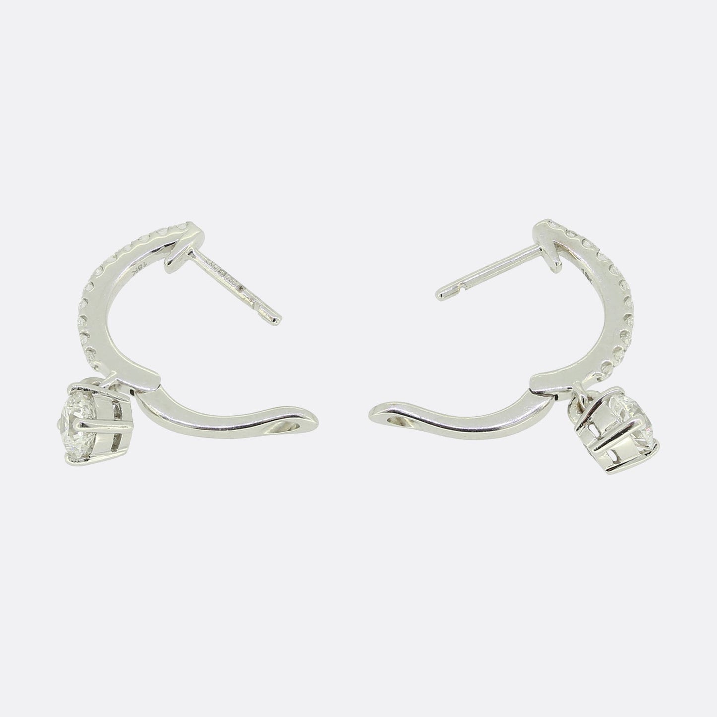 0.80 Carat Brilliant Cut Diamond Hoop and Drop Earrings