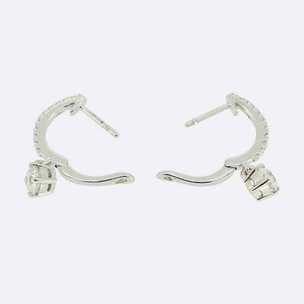 0.80 Carat Brilliant Cut Diamond Hoop and Drop Earrings