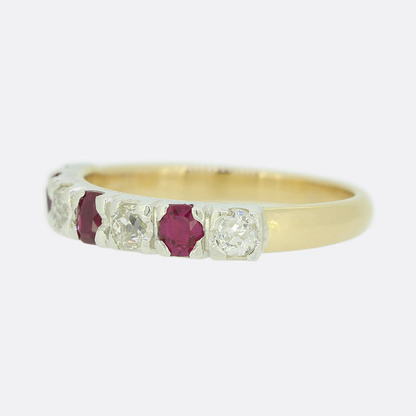 Vintage Ruby and Diamond Band Ring