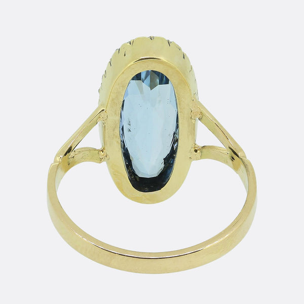 Aquamarine and Rose Cut Diamond Dress Ring