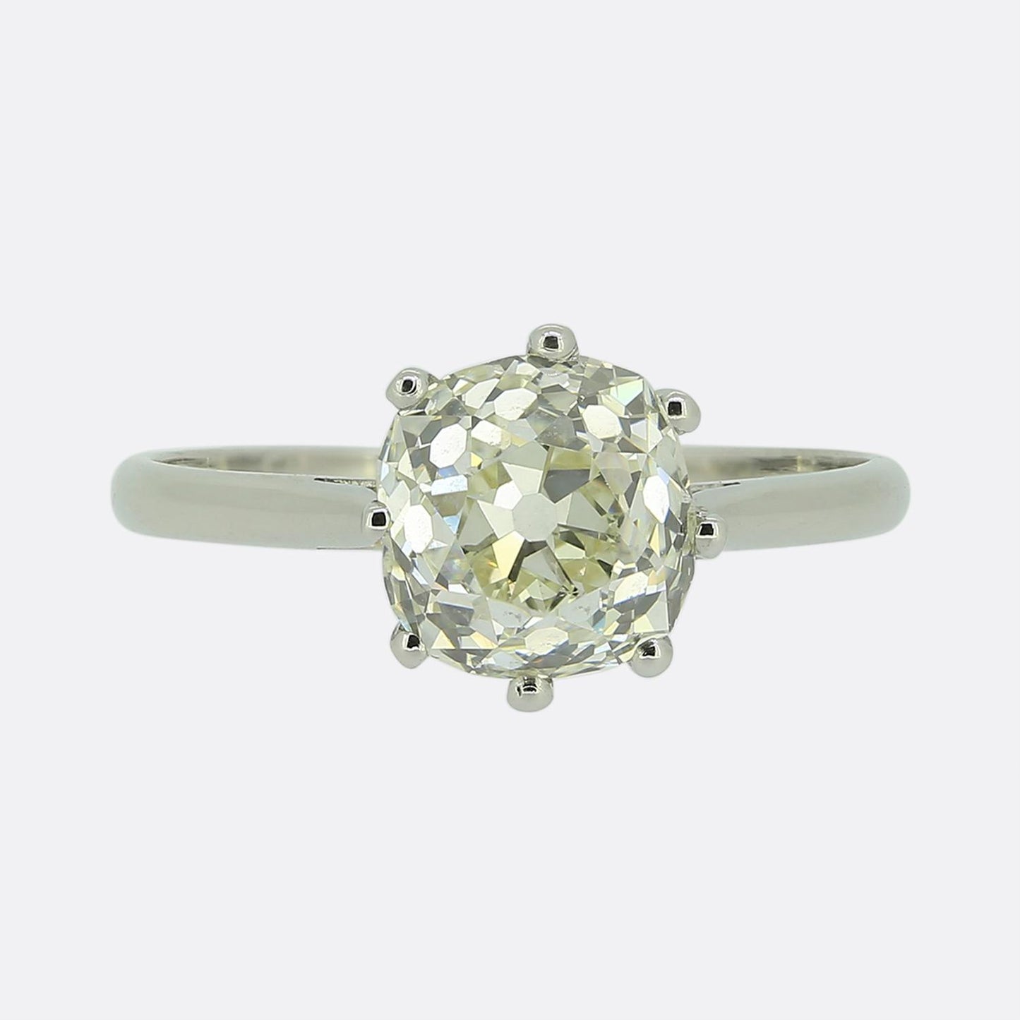 Antique 1.95 Carat Cushion Cut Diamond Solitaire Ring