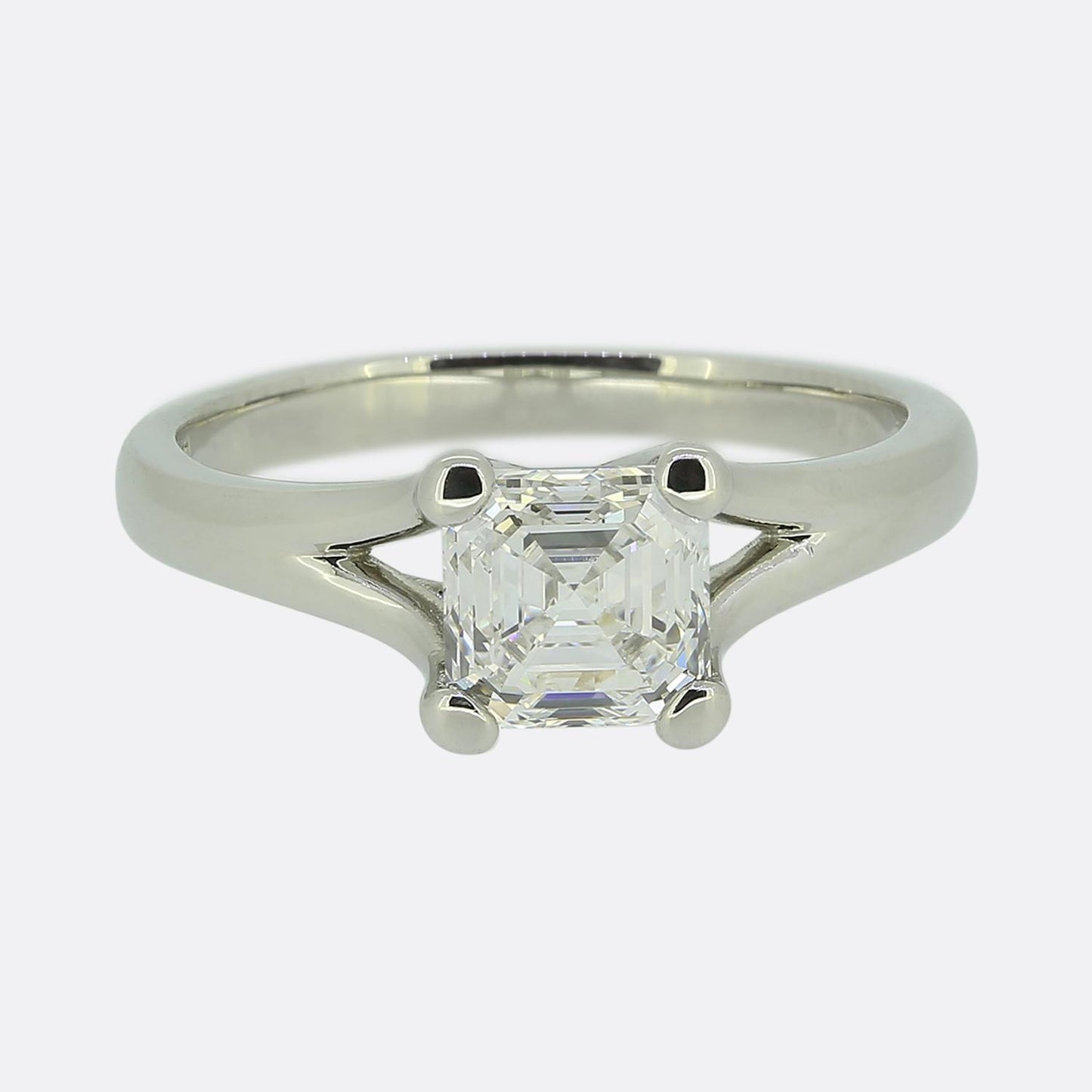 1.01 Asscher Cut Diamond Solitaire Engagement Ring