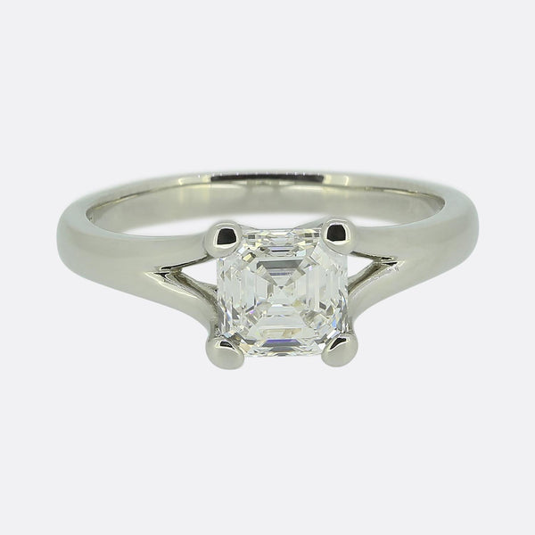1.01 Asscher Cut Diamond Solitaire Engagement Ring