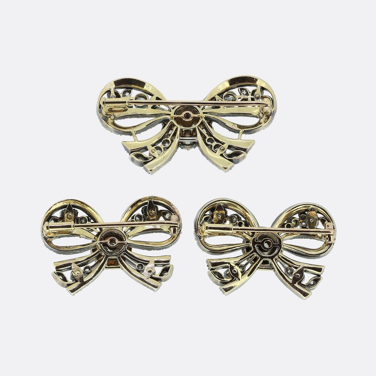 Aucoc Antique Diamond Bow Brooch Set