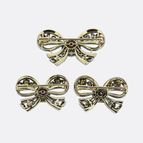Aucoc Antique Diamond Bow Brooch Set