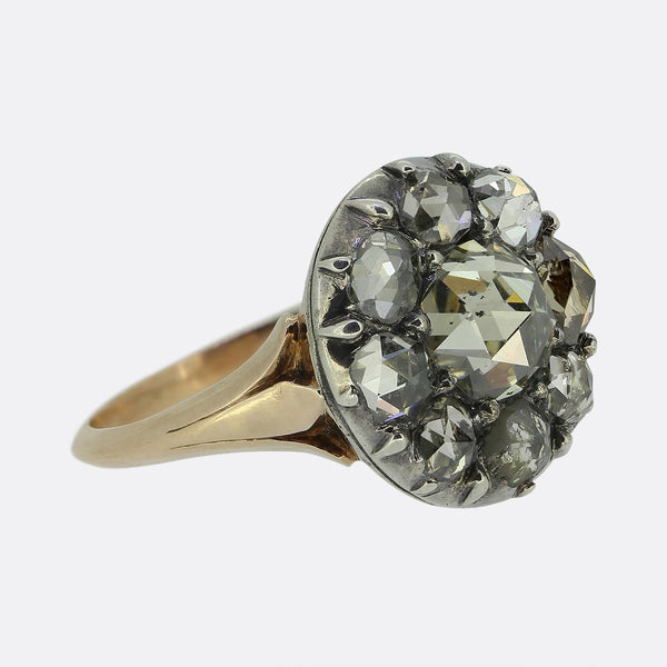 Late Georgian Rose Cut Diamond Cluster Ring