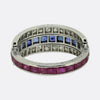Art Deco Sapphire Ruby and Diamond Day and Night Ring