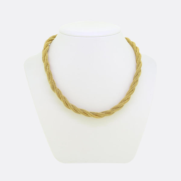 Vintage Triple Twisted Strand Mesh Necklace