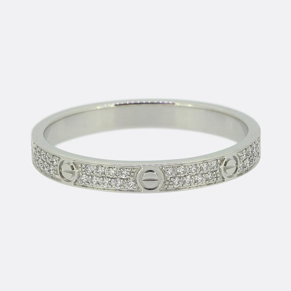 Cartier Mini Model Diamond Paved Love Ring Size N (54)
