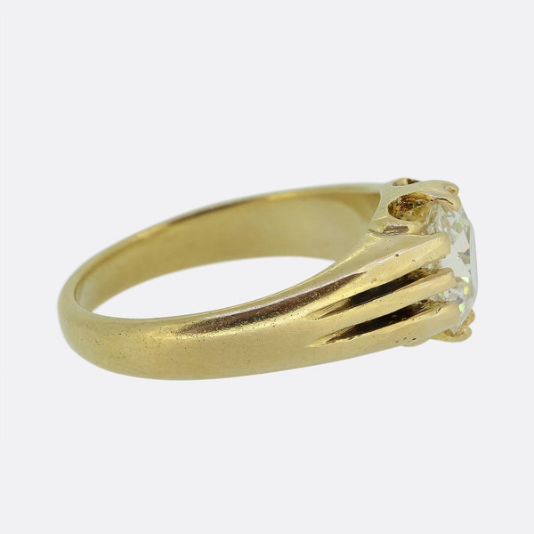 Edwardian 2.01 Carat Old Cut Diamond Gypsy Ring