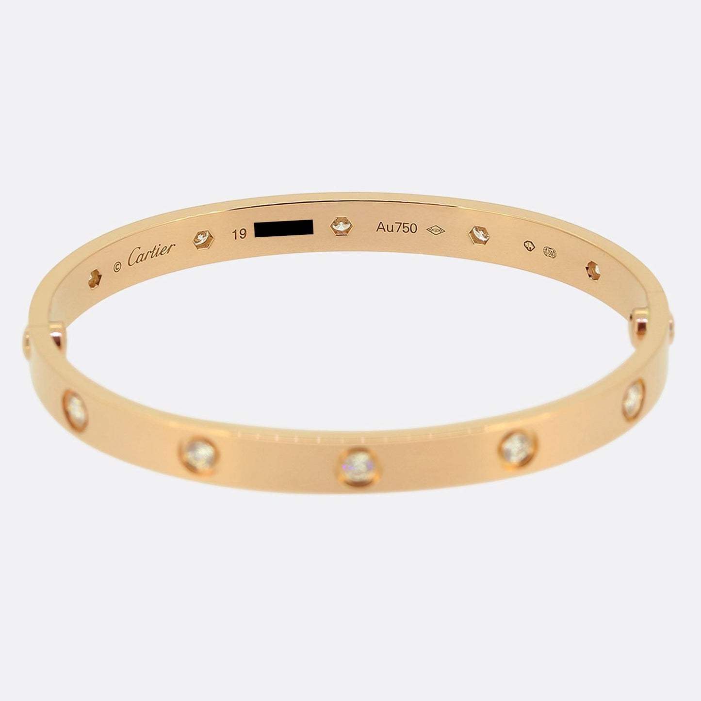 Cartier Classic Model Ten Diamond LOVE Bangle Size 19