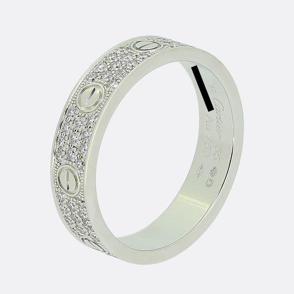 Cartier Paved Diamond Small LOVE Ring Size O (55)