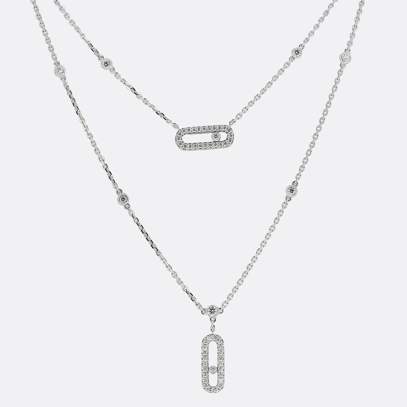 Messika Move Uno Two-Row Pavé Diamond Necklace